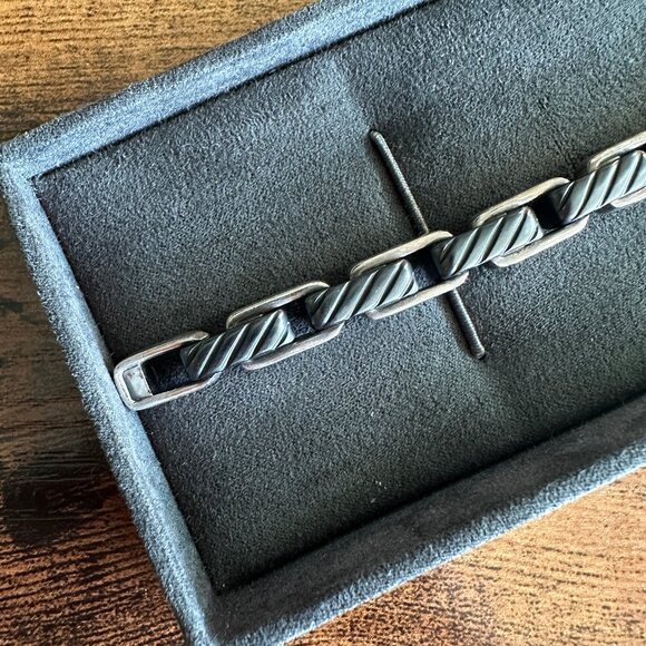 David Yurman Cable Link Bracelet w/ Black Titanium - 7mm - 8.75" - RARE - Picture 3 of 16